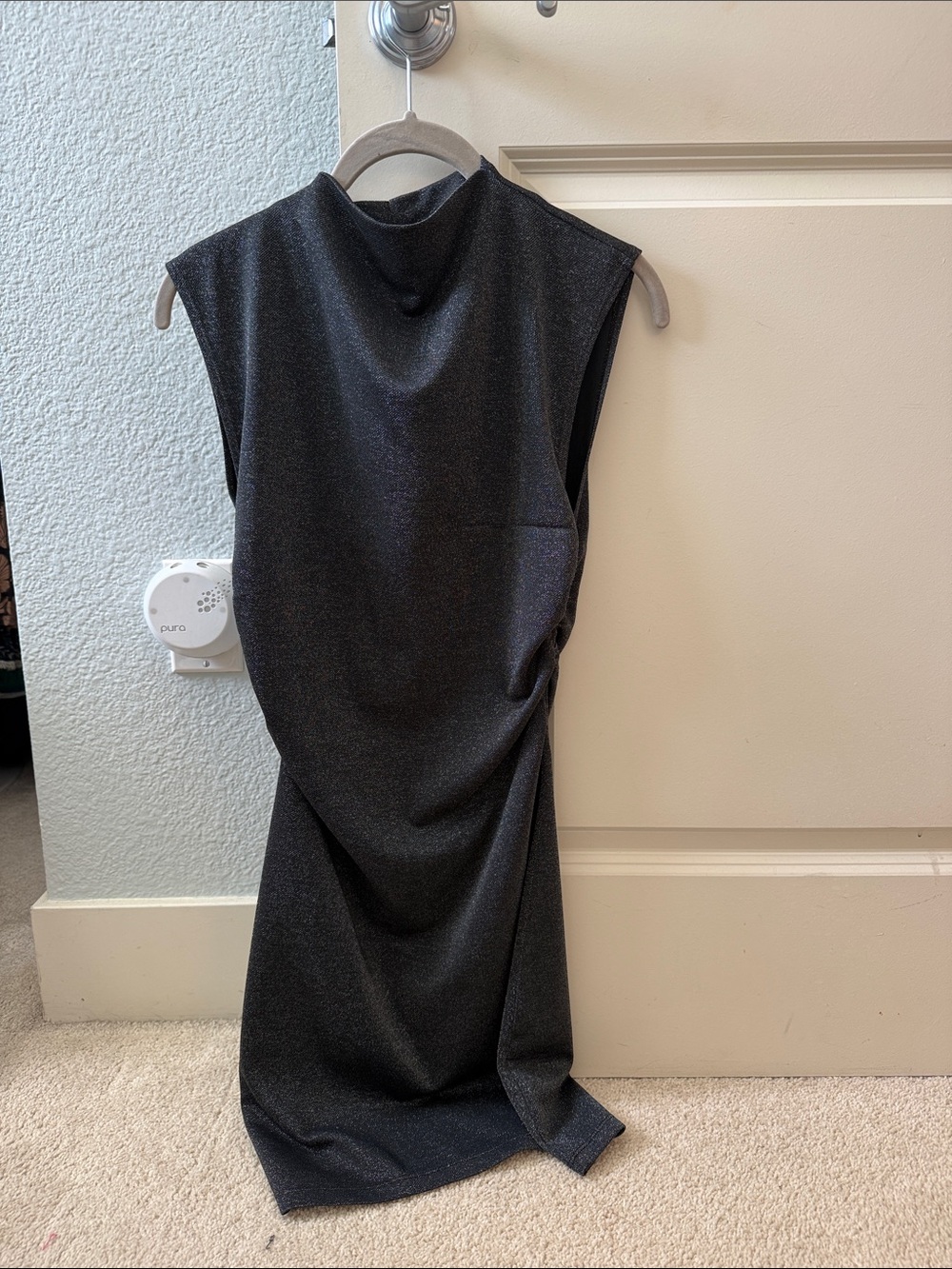 Reformation Charcoal Sleeveless Mock-Neck Mini Dress